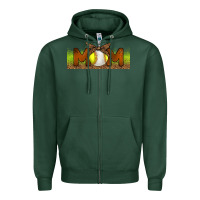 Sports Green Baseball And Softball Mom Libbey Glass Zipper Hoodie - BundleAndBundleShop