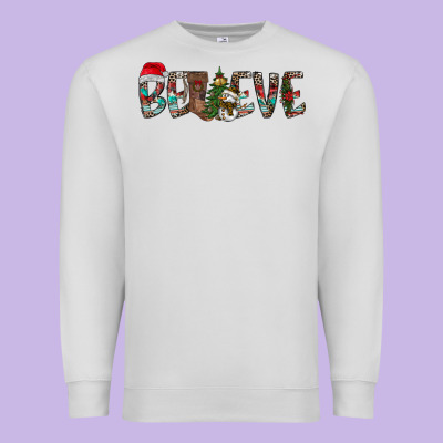 Believe Christmas Premium Sweatshirt Designed By Cowhidedigitalart