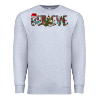 Heather Grey Believe Christmas Premium Sweatshirt - CowhideDigitalArt