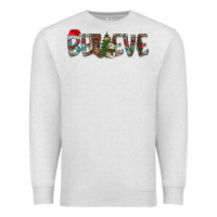 Oatmeal Heather Believe Christmas Premium Sweatshirt - CowhideDigitalArt