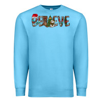 Ocean Blue Believe Christmas Premium Sweatshirt - CowhideDigitalArt
