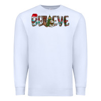 White Believe Christmas Premium Sweatshirt - CowhideDigitalArt