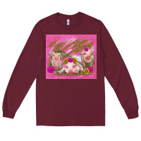 Burgundy pigs Long Sleeve Tee - TumblerDesignByShophia
