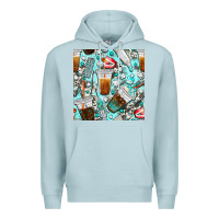 Blue Mist dentist coffee cups toothpaste and teeth with cowhide seamless pattern Premium Hoodie - BundleAndBundleShop