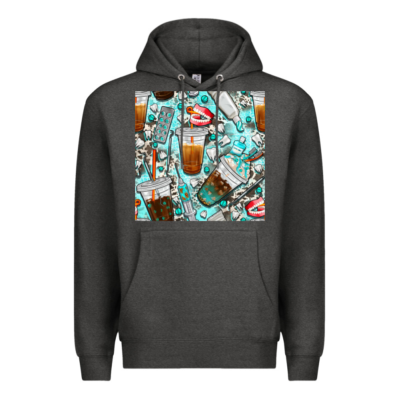 Dentist Coffee Cups Toothpaste And Teeth With Cowhide Seamless Pattern Premium Hoodie by BundleAndBundleShop | Teevron