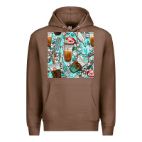 Chestnut dentist coffee cups toothpaste and teeth with cowhide seamless pattern Premium Hoodie - BundleAndBundleShop