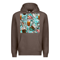 Coffee dentist coffee cups toothpaste and teeth with cowhide seamless pattern Premium Hoodie - BundleAndBundleShop