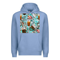 Colony Blue dentist coffee cups toothpaste and teeth with cowhide seamless pattern Premium Hoodie - BundleAndBundleShop