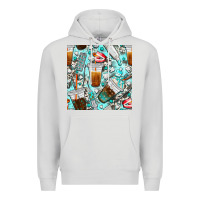Dove Grey dentist coffee cups toothpaste and teeth with cowhide seamless pattern Premium Hoodie - BundleAndBundleShop