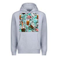 Heather Grey dentist coffee cups toothpaste and teeth with cowhide seamless pattern Premium Hoodie - BundleAndBundleShop