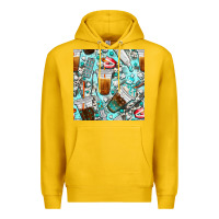 Lemon dentist coffee cups toothpaste and teeth with cowhide seamless pattern Premium Hoodie - BundleAndBundleShop