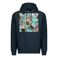 Navy dentist coffee cups toothpaste and teeth with cowhide seamless pattern Premium Hoodie - BundleAndBundleShop