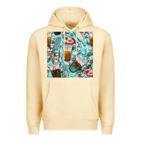 Pina Colada dentist coffee cups toothpaste and teeth with cowhide seamless pattern Premium Hoodie - BundleAndBundleShop