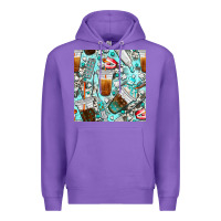 Purple dentist coffee cups toothpaste and teeth with cowhide seamless pattern Premium Hoodie - BundleAndBundleShop