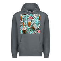 Rock dentist coffee cups toothpaste and teeth with cowhide seamless pattern Premium Hoodie - BundleAndBundleShop