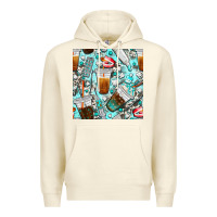 Sandshell dentist coffee cups toothpaste and teeth with cowhide seamless pattern Premium Hoodie - BundleAndBundleShop