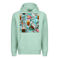 Seafoam dentist coffee cups toothpaste and teeth with cowhide seamless pattern Premium Hoodie - BundleAndBundleShop