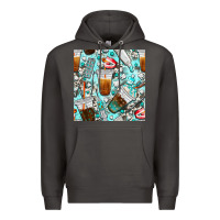 Smoke dentist coffee cups toothpaste and teeth with cowhide seamless pattern Premium Hoodie - BundleAndBundleShop