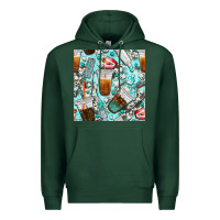 Sports Green dentist coffee cups toothpaste and teeth with cowhide seamless pattern Premium Hoodie - BundleAndBundleShop