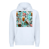 White dentist coffee cups toothpaste and teeth with cowhide seamless pattern Premium Hoodie - BundleAndBundleShop