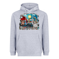 Heather Grey Happy Easter Heavyweight Hoodie - CowhideDigitalArt