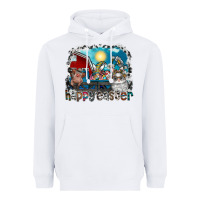 White Happy Easter Heavyweight Hoodie - CowhideDigitalArt
