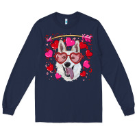 Navy valentine's day  white shepherd Long Sleeve Tee - RanaPortraitStore