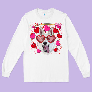 Valentine's Day  White Shepherd Long Sleeve Tee Designed By Ranaportraitstore