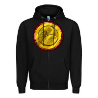 Black american football round earrings Zipper Hoodie - BundleAndBundleShop