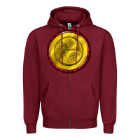 Burgundy american football round earrings Zipper Hoodie - BundleAndBundleShop