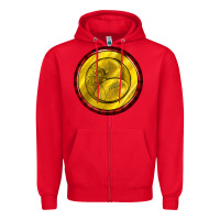 Red american football round earrings Zipper Hoodie - BundleAndBundleShop
