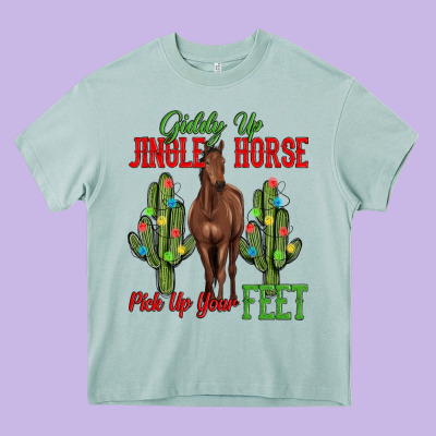 Giddy Up Jingle Horse Pick Up Your Feet Heavy Core Tee Designed By Maliassmallbusiness