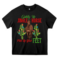 Black giddy up jingle horse pick up your feet Heavy Core Tee - MaliasSmallBusiness