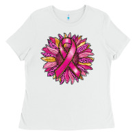 White breast cancer sunflower Ladies Tee - RanaPortraitStore