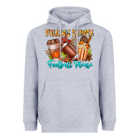 Heather Grey Falling Leaves Football Please Heavyweight Hoodie - CowhideDigitalArt