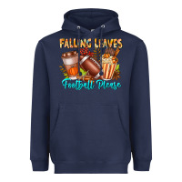 Navy Falling Leaves Football Please Heavyweight Hoodie - CowhideDigitalArt