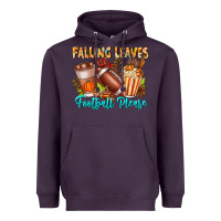 Plum Falling Leaves Football Please Heavyweight Hoodie - CowhideDigitalArt