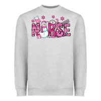 Heather Grey nurse pink christmas Heavyweight Sweatshirt - OliviaCreatesArt