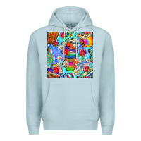 Blue Mist hippie coffee cups and flowers and peace seamless pattern bbs Premium Hoodie - BundleAndBundleShop