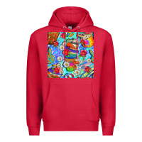 Cardinal hippie coffee cups and flowers and peace seamless pattern bbs Premium Hoodie - BundleAndBundleShop