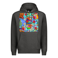 Charcoal Heather hippie coffee cups and flowers and peace seamless pattern bbs Premium Hoodie - BundleAndBundleShop