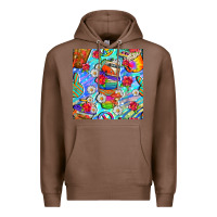 Chestnut hippie coffee cups and flowers and peace seamless pattern bbs Premium Hoodie - BundleAndBundleShop