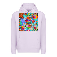Lilac hippie coffee cups and flowers and peace seamless pattern bbs Premium Hoodie - BundleAndBundleShop