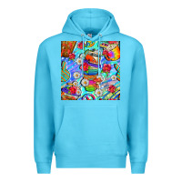 Ocean Blue hippie coffee cups and flowers and peace seamless pattern bbs Premium Hoodie - BundleAndBundleShop