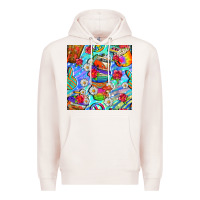 Pale Pink hippie coffee cups and flowers and peace seamless pattern bbs Premium Hoodie - BundleAndBundleShop
