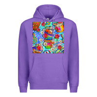 Purple hippie coffee cups and flowers and peace seamless pattern bbs Premium Hoodie - BundleAndBundleShop