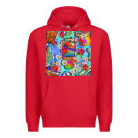 Red hippie coffee cups and flowers and peace seamless pattern bbs Premium Hoodie - BundleAndBundleShop