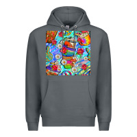Rock hippie coffee cups and flowers and peace seamless pattern bbs Premium Hoodie - BundleAndBundleShop