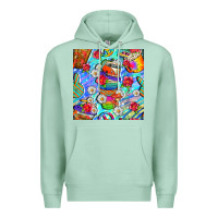 Seafoam hippie coffee cups and flowers and peace seamless pattern bbs Premium Hoodie - BundleAndBundleShop