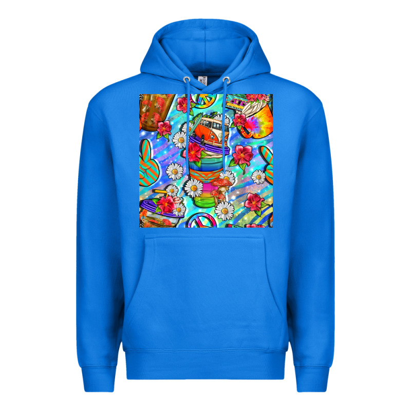 Hippie Coffee Cups And Flowers And Peace Seamless Pattern Bbs Premium Hoodie by BundleAndBundleShop | Teevron